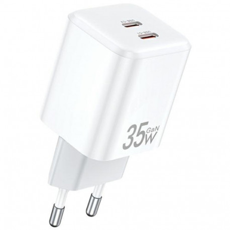 AWEI PD65-EU 35W2x USB-C valge GaN laadija