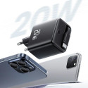 USAMS Charger 1xUSB-C with retractable USB-C cable Retractable PD+QC 20W Gan Fast Charging white YC 