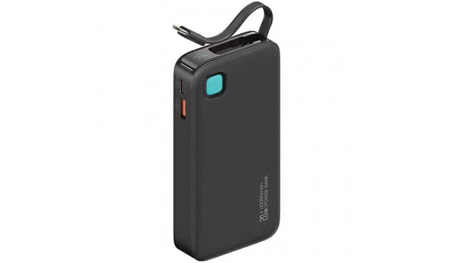USAMS Powerbank with Retractable Cable USB-CRetractable 10000 mAh PD 20W Fast Charge XY Series Black