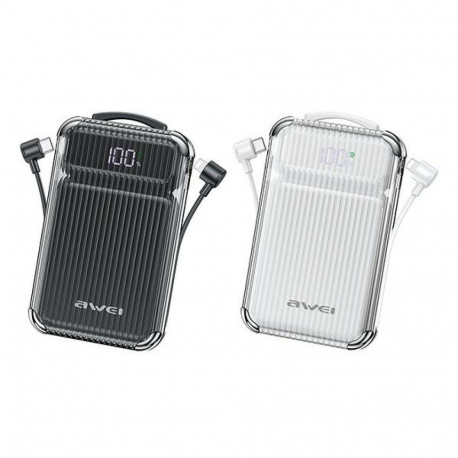 AWEI PowerBank P89K 10000mAh 38.5Wblack/black + PD/Lightning cables