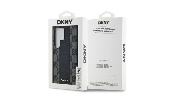 DKNY DKHMS24LPCPVSLK S24 Ultra S928 must kõvakaaneline nahk ruuduline mono muster MagSafe