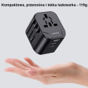 USAMS Network Adapter. 2xUSB T55 12W 4in1 US/AU/EU/UK black/black CC173TC01 (US-CC173) Univesal Trav