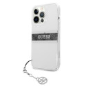 Guess GUHCP13LKB4GGR iPhone 13 Pro / 13 6.1" Transparent hardcase 4G Gray Strap Charm