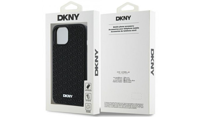 DKNY DKHCP15M3DRPWK iPhone 15 Plus / 14 Plus 6.7" must kõvakate 3D kummist korduv muster