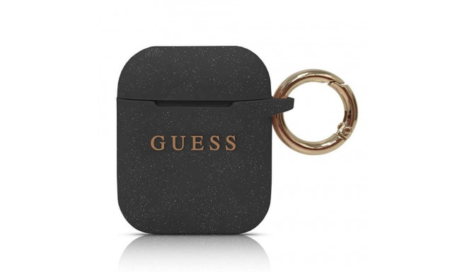 Guess GUACCSILGLBK AirPods 1/2 cover black/black Silicone Glitter