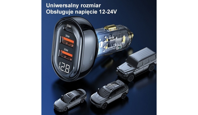 USAMS car charger 2xUSB+1xUSB-C 80W Fast Charge black CC159CC01 (US-CC159)
