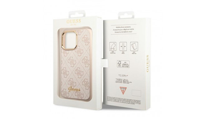 Guess GUHCP14LHG4SHP iPhone 14 Pro 6.1" pink hard case 4G Vintage Gold Logo