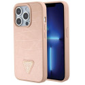 Guess GUHCP15LPCRTHCP iPhone 15 Pro 6.1" pink/pink hardcase Croco Triangle Metal Logo Guess GUHCP15LPCRTHCP iPhone 15 Pro 6.1" pink/pink hardcase Croco Triangle Metal Logo