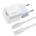 4smarts Wall charger + cable MFI VoltPlug PD 30W GaN USB-C/Lightning 1.5m white/white 451534