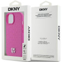 DKNY DKHMP15SPSHRPSP iPhone 15 / 14 / 13 6.1" pink/pink hardcase Leather Pattern Metal Logo MagSafe