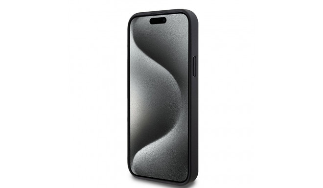 DKNY DKHMP15SPSHRPSK iPhone 15 / 14 / 13 6.1 inch black hardcase Leather Pattern Metal Logo MagSafe