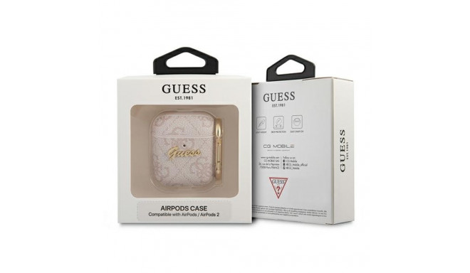 Guess GUA24GSMP AirPods 1/2 cover pink/pink 4G Script Metal Collection