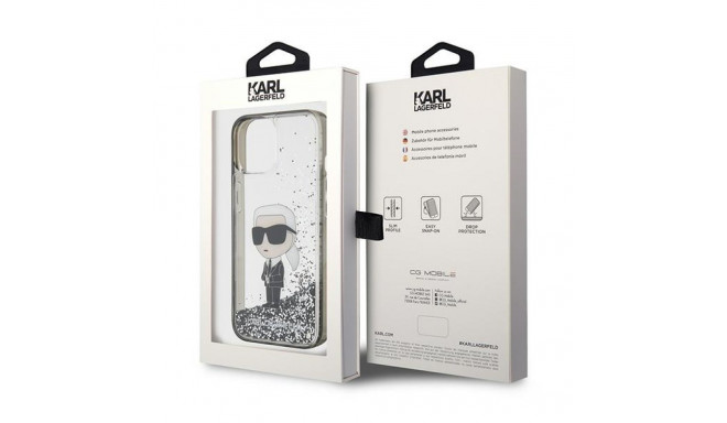 Karl Lagerfeld KLHCP15SLKKNSK iPhone 15/ 14 / 13 6.1" läbipaistev kõvakorpus Liquid Glitter Ikonik