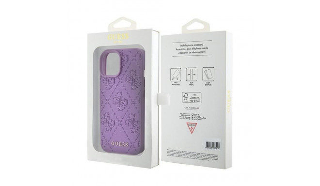 Guess GUHCP15SP4EPMU iPhone 15 / 14 / 136.1" helelilla kõvakaaneline nahk 4G mustriga