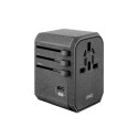 UNIQ Lad. network. Voyage World Adapter 33W + 2xUSB + PD 18W + QC 3.0 gray/charcoal gray (LITHOS Col