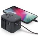 UNIQ Lad. network. Voyage World Adapter 33W + 2xUSB + PD 18W + QC 3.0 gray/charcoal gray (LITHOS Col