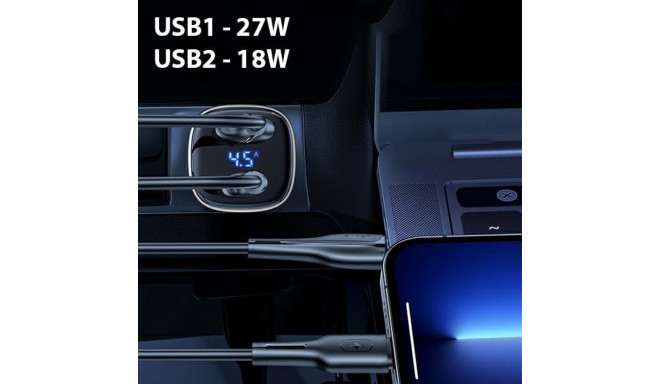 USAMS car charger C29 45W 2xUSB-A Fast Charge light gold CC154CC01 (US-CC154)