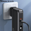 USAMS Powerbank PB63 3in1 10000mAh 20W Quick Charge US+EU Plug + Cables USB-C/Lightning/MicroUSB bla