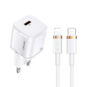 USAMS Lad. network. 1xUSB-C T36 mini 20W + USB-C-Lightning cable white/white PD3.0 Fast Charging XFK