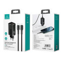 USAMS Lad. network. MT 2xUSB-C+USB GaN 65W T33 PD + USB-C-Lightning cable 30W Fast Charging black/bl