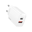 USAMS Lad. network. 1xUSB-C+1xUSB T35 20W (head only) PD3.0 +QC3.0 Fast Charging white/white CC121TC