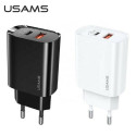 USAMS Lad. network. 1xUSB-C+1xUSB T35 20W (head only) PD3.0 +QC3.0 Fast Charging white/white CC121TC