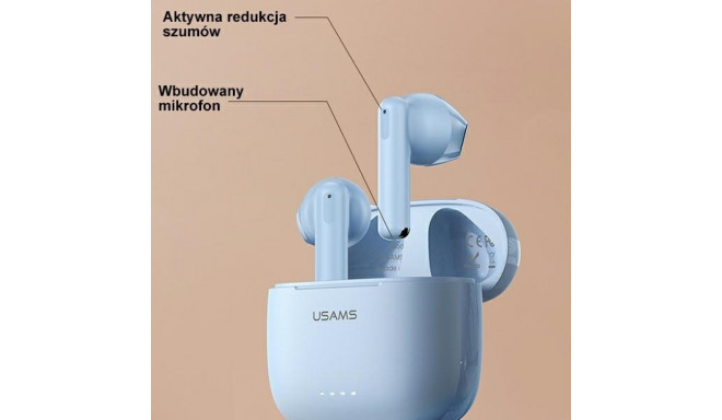 USAMS Bluetooth 5.3 TWS US14 Series kahe mikrofoniga juhtmevabad sinised kõrvaklapid BHUUS03