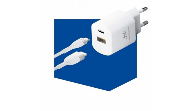 3MK HyperCharger 20W 1xUSB-C + 1xUSB-A seinalaadija PD/QC
