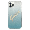 Guess GUHCP12LPCUGLSBL iPhone 12 Pro Max 6.7" blue/blue hardcase Glitter Gradient Script
