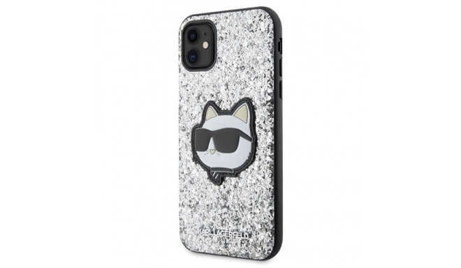 Karl Lagerfeld KLHCN61G2CPS iPhone 11 /Xr 6.1" hõbedane kõvaümbris sädelev Choupette embleem