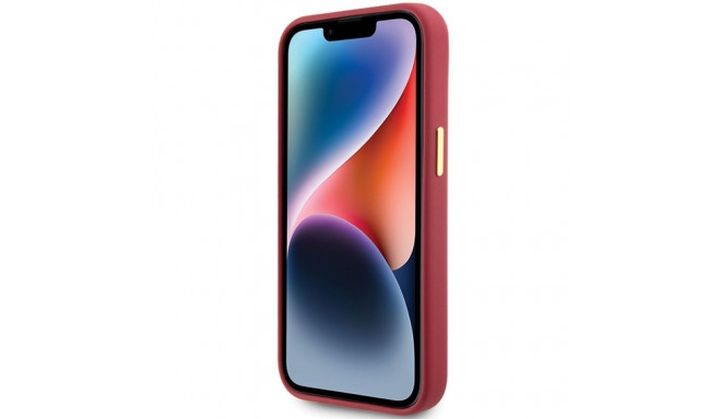 Guess GUHCP15SSMBSLM iPhone 15 / 14 / 13 6.1" magenta kõvakaaneline silikoonümbris metallist logoga 