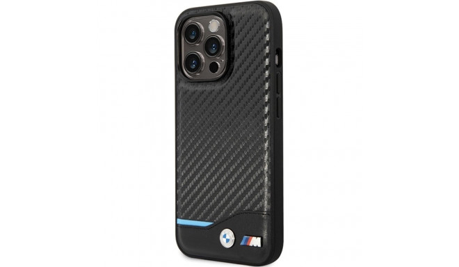 Case BMW BMHCP13X22NBCK iPhone 13 Pro Max 6.7" must kõvakaaneline nahast karbon