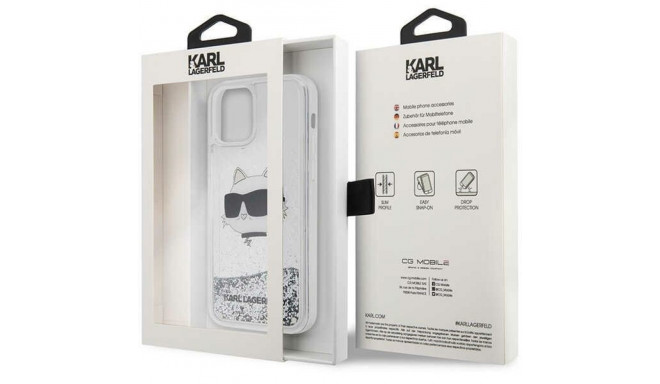 Karl Lagerfeld KLHCP12MLNCHCS iPhone 12/12 Pro 6.1" hõbedane kõvakaaneline Glitter Choupette Head