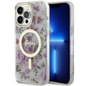 Guess GUHMP14XHCFWST iPhone 14 Pro Max 6.7" transparent hardcase Flower MagSafe Guess GUHMP14XHCFWST iPhone 14 Pro Max 6.7" transparent hardcase Flower MagSafe