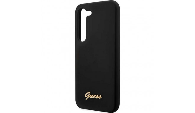 Guess GUHCS23SSLSMK S23 S911 black hardcase Silicone Vintage Gold Logo