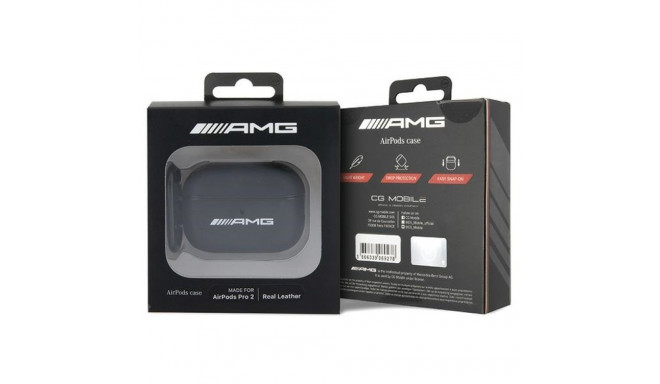 AMG AMAP2SLWK AirPods Pro 2 (2022/2023) must nahast ümbris valge logoga