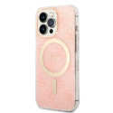 Guess GUBPP13LH4EACSP Set Case+ Charger iPhone 13 Pro pink/pink hard case 4G Print MagSafe