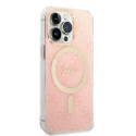 Guess GUBPP13LH4EACSP Set Case+ Charger iPhone 13 Pro pink/pink hard case 4G Print MagSafe