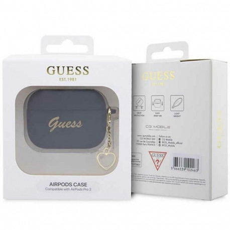 Guess GUAP2LSCHSK AirPods Pro 2(2022/2023) cover black Silicone Charm Heart Collection