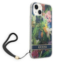 Guess GUOHCP14SHFLSB iPhone 14 / 15 / 13 6.1" blue/blue hardcase Flower Strap Guess GUOHCP14SHFLSB iPhone 14 / 15 / 13 6.1" blue/blue hardcase Flower Strap