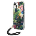 Guess GUOHCP14SHFLSB iPhone 14 / 15 / 13 6.1" blue/blue hardcase Flower Strap Guess GUOHCP14SHFLSB iPhone 14 / 15 / 13 6.1" blue/blue hardcase Flower Strap