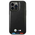 BMW BMHMP14L22PTDK iPhone 14 Pro 6.1" Case Black Leather Stamp Tricolor Magsafe