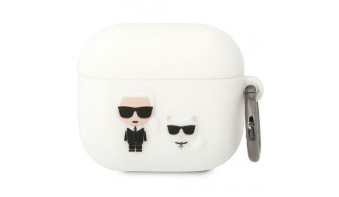 Karl Lagerfeld KLACA3SILKCW AirPods 3 ümbris valge silikoon Karl & Choupette