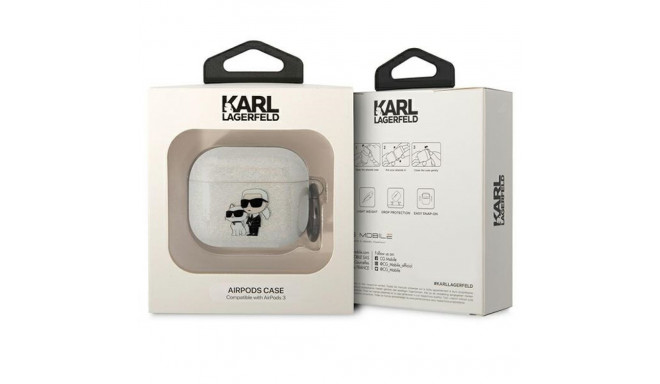 Karl Lagerfeld KLA3HNKCTGT Airpods 3 kate läbipaistev sädelev Karl&Choupette