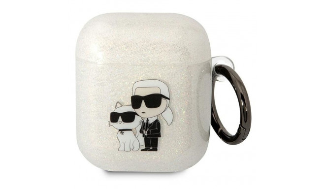 Karl Lagerfeld KLA2HNKCTGT Airpods 1/2 kate läbipaistev sädelev Karl&Choupette