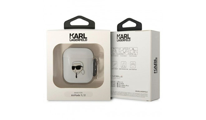 Karl Lagerfeld KLA2HNIKTCT AirPods 1/2 cover transparent Karl`s Head