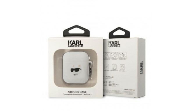 Karl Lagerfeld KLA2RUNCHH AirPods 1/2 valge silikoon Choupette pea 3D kate