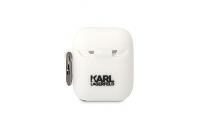 Karl Lagerfeld KLA2RUNIKH AirPods 1/2 cover white/white Silicone Karl Head 3D