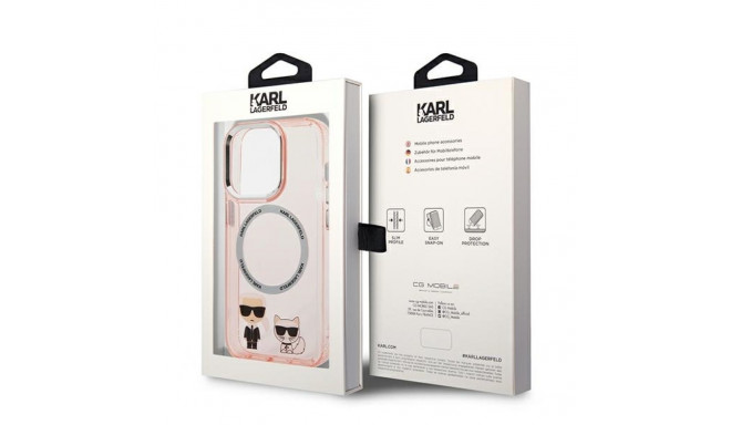 Karl Lagerfeld KLHMP14XHKCP iPhone 14 Pro Max 6.7" kõvaümbris roosa Karl & Choupette alumiinium