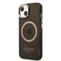 Guess GUHMP13MHTCMK iPhone 13 / 14 / 15 6.1" black/black hard case Gold Outline Translucent MagSafe